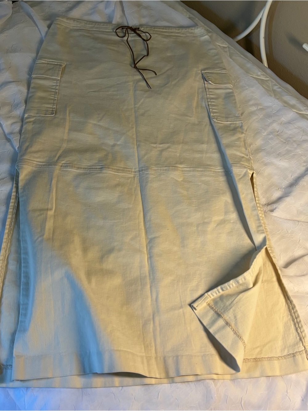 EUC y2k women’s pencil midi skirt with drawstring and slits - size 11